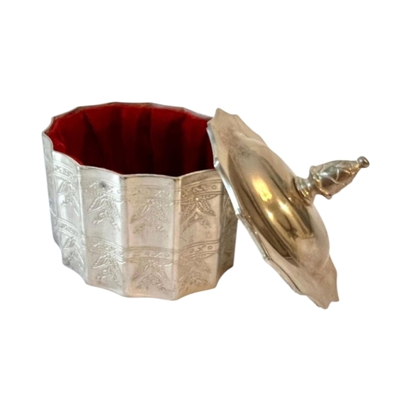 Elegant Silver Plated Godinger Vintage 1991 Velvet Jewlery Box Decorative Box - Picture 2 of 4